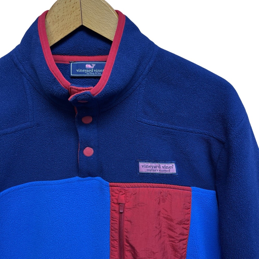 Vineyard‎ Vines 1/4 Snap Small Pullover Jacket  COLORBLOCK Whale Polyester EUC